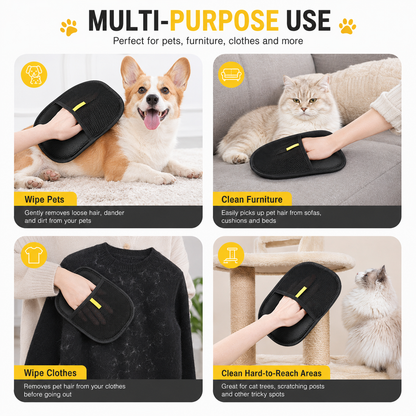 Reusable Pet Hair Remover Mitt | Washable Lint & Fur Glove