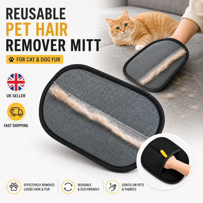 Reusable Pet Hair Remover Mitt | Washable Lint & Fur Glove